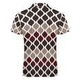 thumbnail image 5 of Moroccan Texture Wave Geometry Dark Red Brown Men Zipper T-shirt Summer Casual Short Sleeve T-shirt Top, 5 of 7