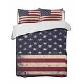 thumbnail image 2 of Quilts Twin Size, Vintage American Flag Soft Comforter Bedding Set for Bed, Retro Rustic USA Flag Lightweight Quilted Bedspread with Pillow Cover(2 Pieces) for All Season, 68x86 Inch, 2 of 6