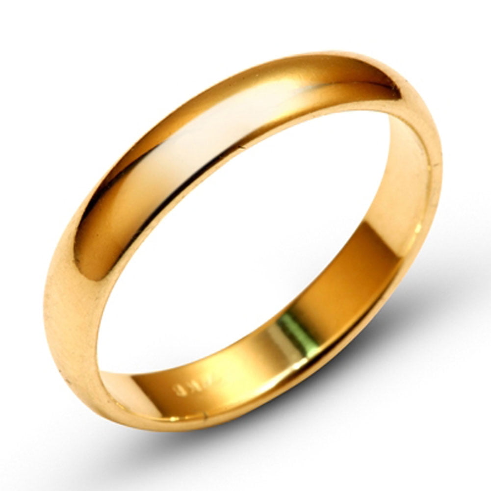 Pure 10k/14k Yellow Gold CHOOSE YOUR WIDTH Comfort Fit Domed Plain Mens Womens Wedding Band