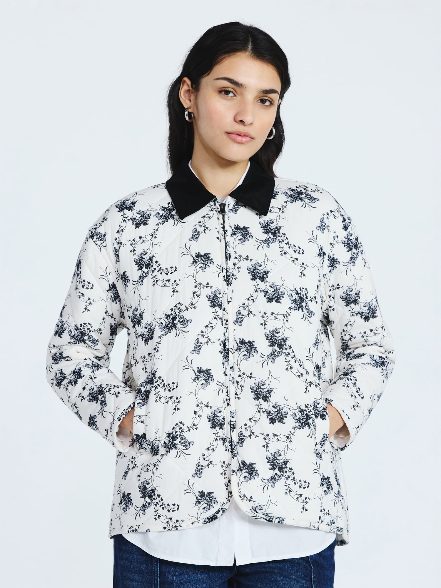Scoop Women's and Women's Plus Cotton Quilted Chore Jacket, Midweight, Sizes XS-4X