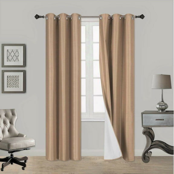 1 Pair Gold Champainge Noa 108" Length Insulated Lined 100% Heavy Thick Blackout Silver Grommet Window Curtain Panels Drapes Not See Through Energey Saving