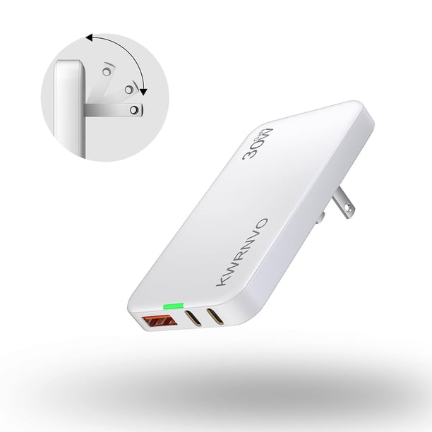 Cargador KWRNVO 30 W GaN USB-C 2 puertos USB-A Slim Flat