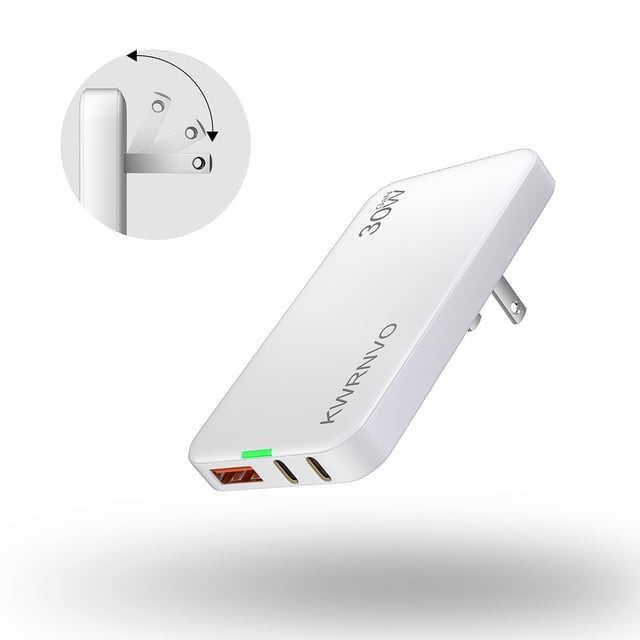 Cargador KWRNVO 30 W GaN USB-C 2 puertos USB-A Slim Flat