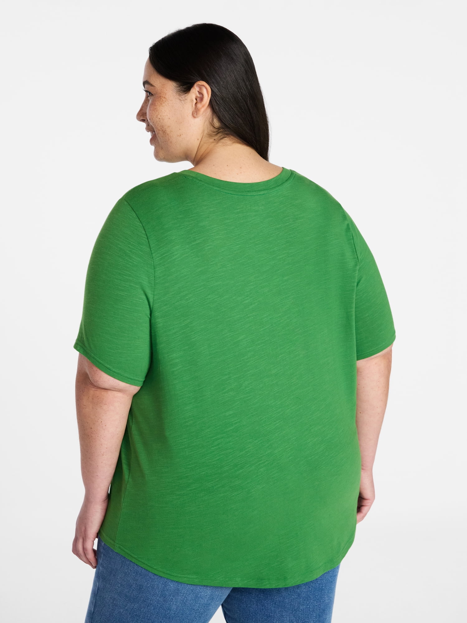Terra & Sky Women's Plus Size Crewneck Tee with Short Sleeves, Sizes 0X-5X