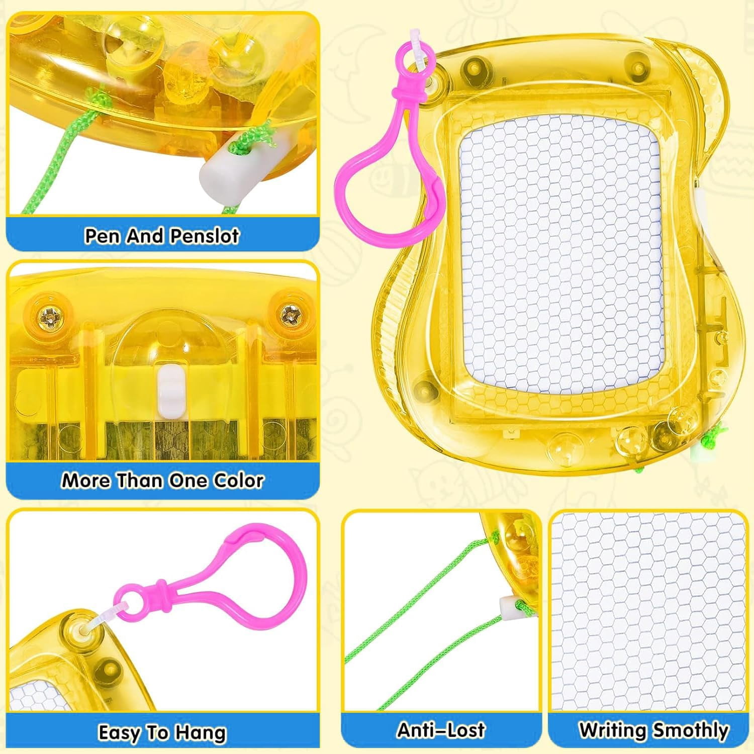 20 Pieces Mini Magnetic Drawing Board for Kids,Mini Doodle Board with Backpack Keychain Clip,Mini Magnetic Doodle Board for Boys Girls Party Favor,5 Colors