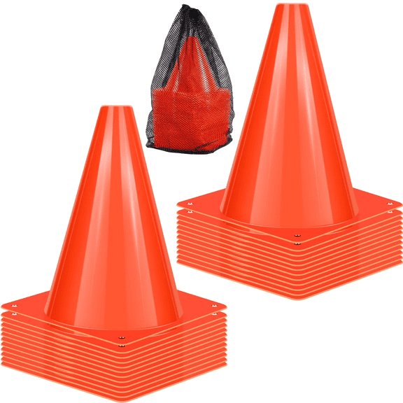Plastic Training Cones, Orange Soccer Cone for Training, Agility Field Marker Cone for Soccer, Basketball, Football(24Pcs )