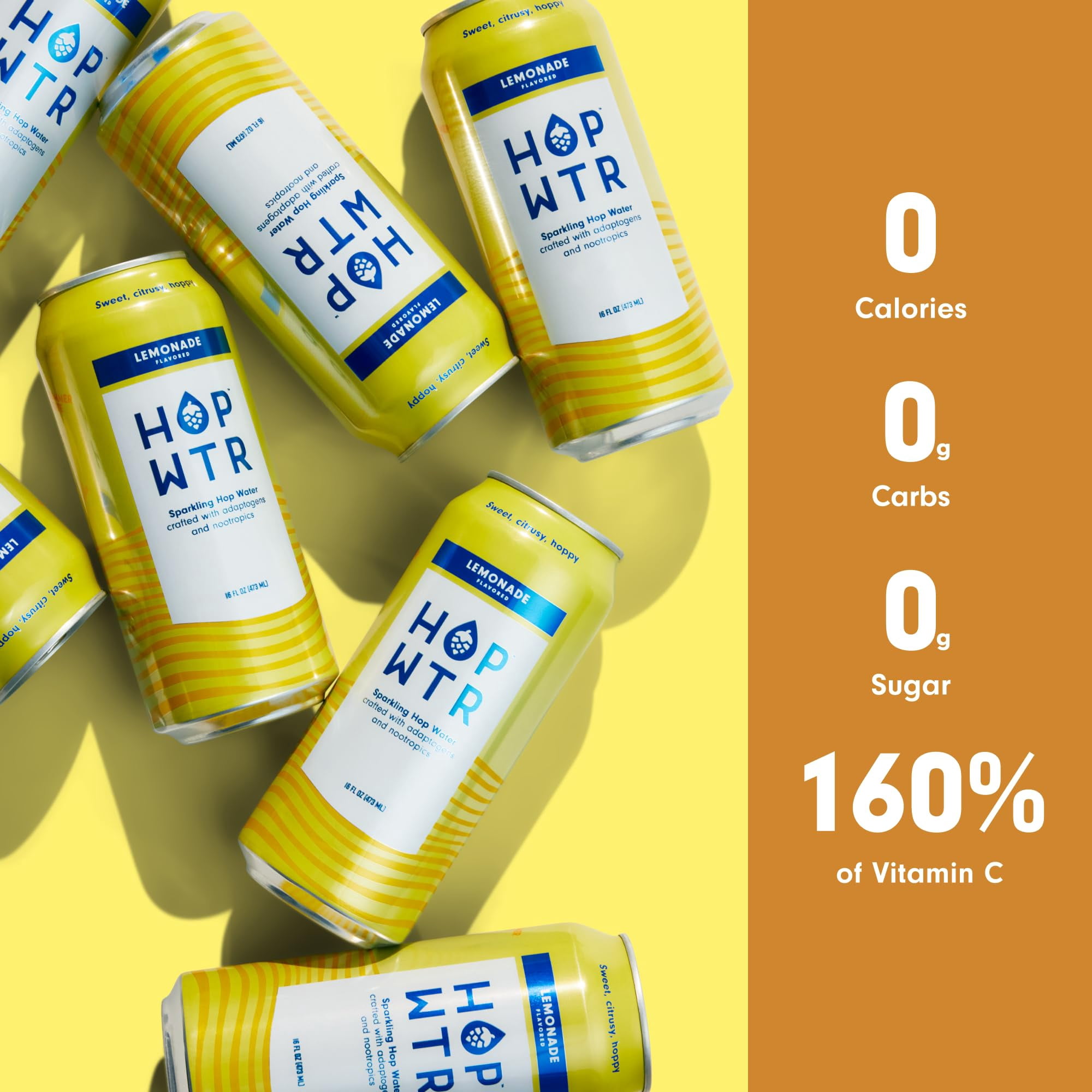(Pack Of 12) Hop Water Water Sparkling Lemonade 16 Fo