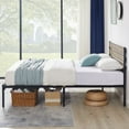 thumbnail image 6 of VECELO Queen Size Platform Bed Frame with Wooden Headboard, Rustic Country Style Mattress Foundation, No Box Spring Needed, Slate, 6 of 10