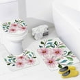 thumbnail image 2 of GZHJMY Bathroom Mat set of 3， Light Pink Flowers with Leaves 3 Pieces Bath Mats Set for Bathroom, Vintage Style Non-Slip Washable Cover Floor Rug Decorations for Kitchen Bathroom Bedroom, 2 of 6