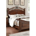 thumbnail image 3 of Eastern King Bed Frame: Dark Cherry Wood, Tufted Faux Leather Headboard, Traditional Bedroom Furniture, 87"x81", Classic Style, Box Spring Required., 3 of 7