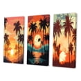 thumbnail image 3 of Designart "Retro Illustration Sun Setting over Palm Trees II" Meadow Wall Art Set Of 3 - Traditional Yellow Gallery Set For Office Decor, 3 of 6