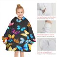 thumbnail image 6 of Black Blue Yellow Butterfly Pattern Blanket Hoodies for Kids 6-13YR Oversize Wearable Blanket Hoodies for Boys Girls Teens, 6 of 7