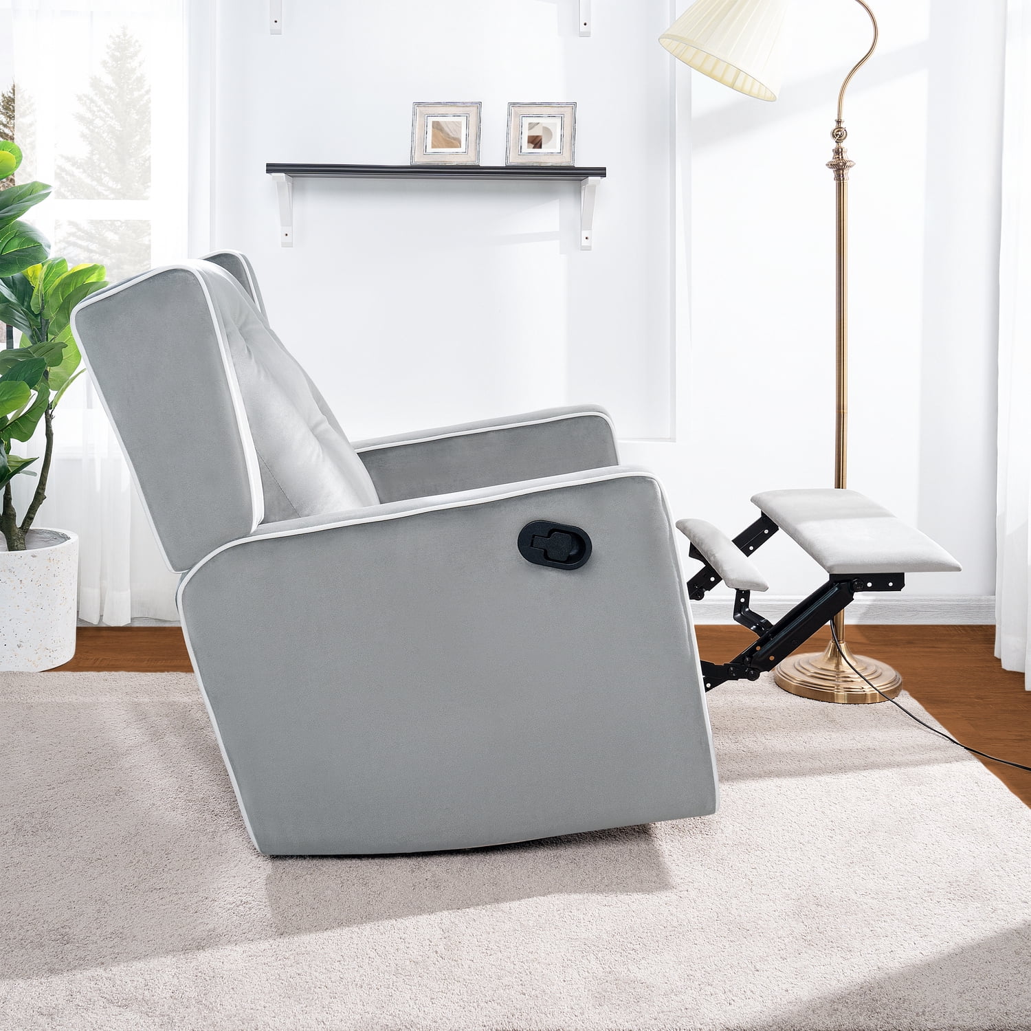 Relax and Bond with Your Baby in Style – Odelia 360° Swivel Glider Rocker Recliner for Nursery and Maternity | Plush Cushions, Gentle Rocking Motion, Soft Microfiber Upholstery - Light Gray