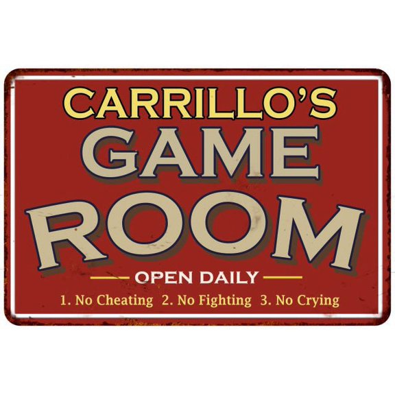 CARRILLO'S Game Room Gift Sign Vintage Look Metal 12x18 112180001065