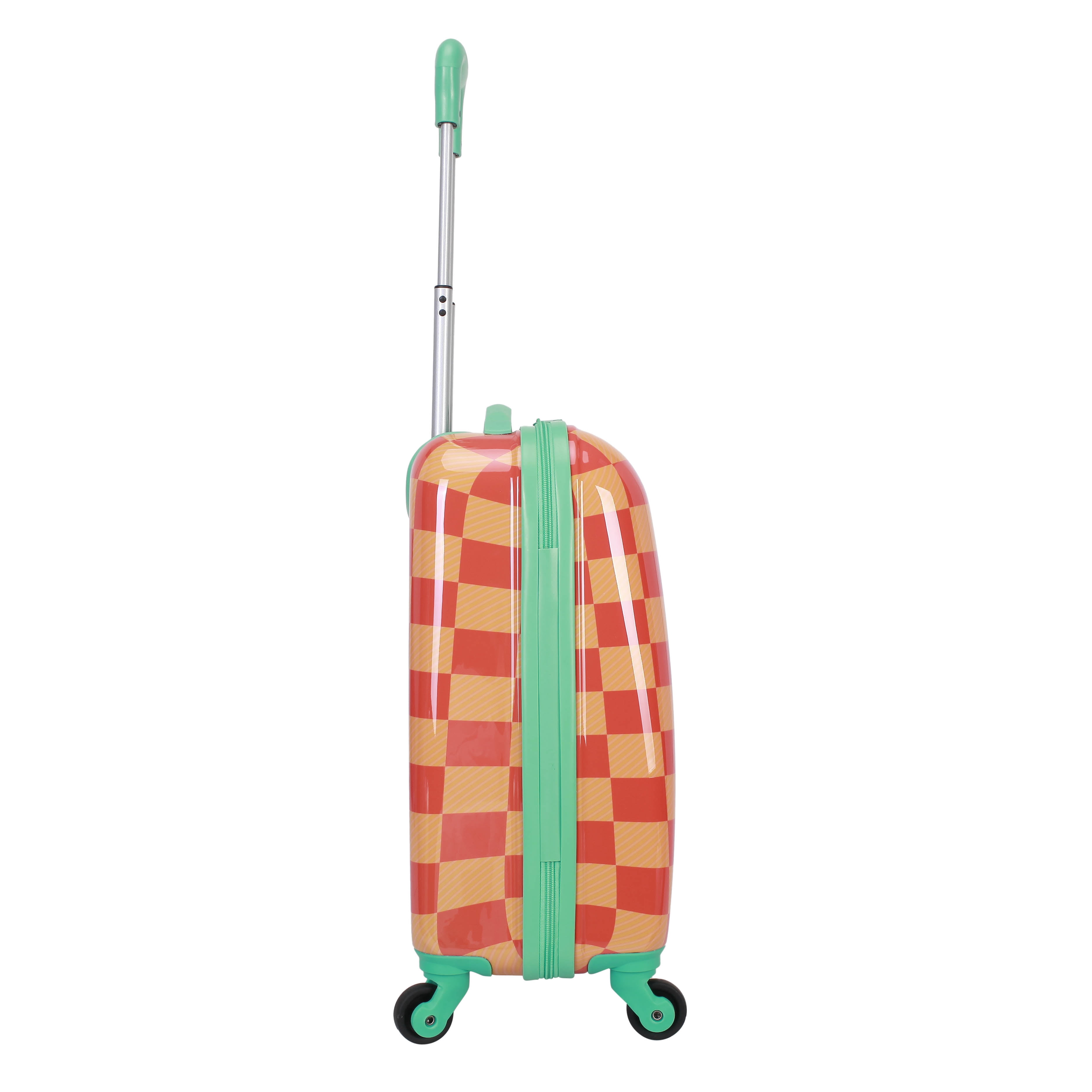 CRCKT Kids Girl 21" Checker Hardside Carry-on Luggage With 360 Spinner Wheels, Exotic Orange, Orange Check