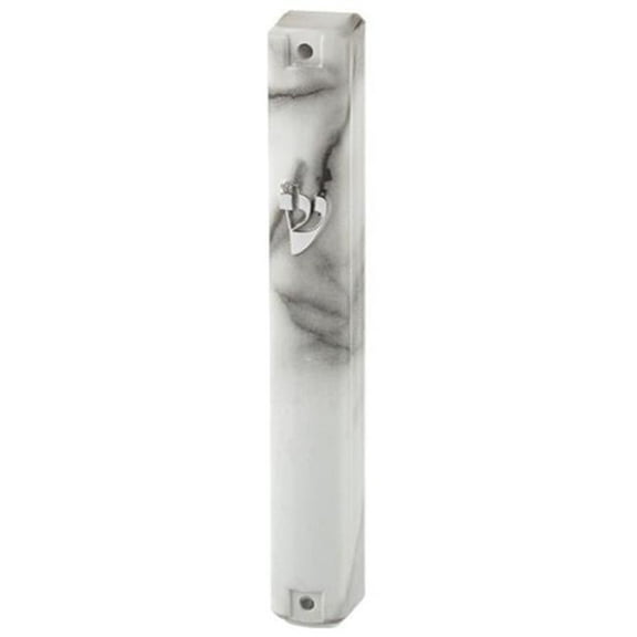 15 cm Plastic Mezuzah, Gray Marble