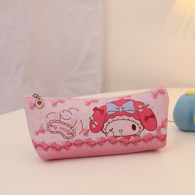 Estuche de lápices japonés Sanrio Kuromi My Melody Cinnamoroll Hello Kitty, estuche de cuero Pu impermeable, bolsa de almacenamiento de papelería para estudiantes Fivean unisex