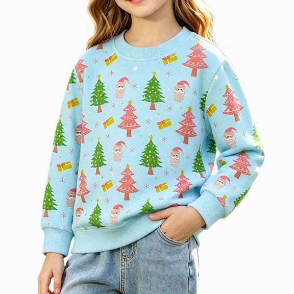 ITSAME Toddler Girls Crewneck Sweatshirt (1-7) Soft Cotton Long Sleeve Cute Print Casual Comfort Pullover Top Size 12M