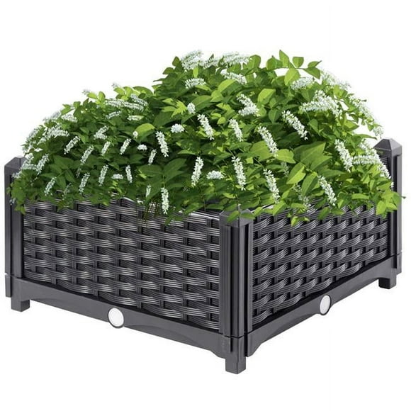Gardenised QI003892.NL 9.25 x 15.75 x 15.75 Po. Jardinière Surélevée Sans Vis, Marron