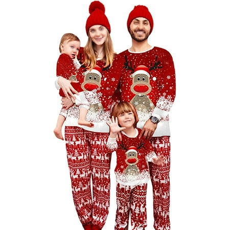 

Sunisery Christmas Pajamas for Family Women Men Xmas Matching Pajamas for Adults Kids Holiday Xmas Fashion Sleepwear Set