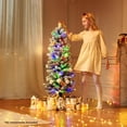 thumbnail image 3 of OasisCraft 4ft Pre-Lit Christmas Tree, Multicolored Snow Flocked Artifical Trees with Remote for Holiday Metal Stand, 3 of 8