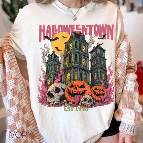 Halloween Haunted House T-Shirt, Spooky Season Crewneck, Fall Halloween Gift