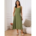 thumbnail image 4 of DARING DIVA Sleeveless Loose Flowy Midi Tank Beach Dress S Army Green, 4 of 7