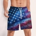 thumbnail image 2 of LWavelet Men's American Flag Stripe Print Beach Shorts Drawstring Elastic Waist Quick Dry Casual Shorts Red 3XL, 2 of 4