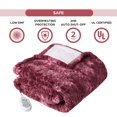 Codi Soft Oversize Heated Throw Blanket, Burgundy Faux Fur with Fuzzy