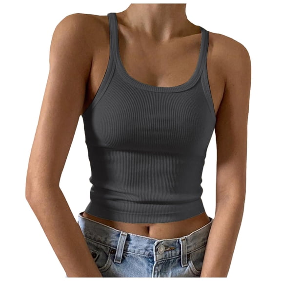 Workout Tank Tops Woman Quality Solid Womens Summer Tank Tops Adjustable Loose Fit Scoop Neck Sleeveless Shirts Camisoles for Women Full Length Workout Basic Tank Top