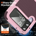 thumbnail image 2 of Dteck for Galaxy Z Flip 4 / Z Flip 3 Case,Shockproof Silicone Rubber with Hard PC Rugged Full Body Protection Phone Cover for Samsung Galaxy Z Flip 3/4,Rose, 2 of 7