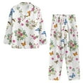 thumbnail image 3 of Kuiaobaty Butterfly Flower Print Pajamas Set Women's Long Sleeve Sleepwear Set Pajamas Set Crewneck Tops T-Shirts and Pants 2 Pack Set Nightwear Soft Loungewear Full Length Pajamas, L, 3 of 7