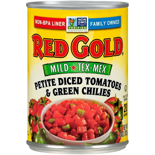 Red Gold Tomatoes Diced Petite and Green Chilies Mild 10oz Walmart