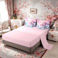 thumbnail image 4 of Manfei Pastel Fuji Wave Twin Bedding Sets for Home, Sakura Crane Bedding Comforter Set for Office, Pink Blue White, Pink Reversible7-Piece, 4 of 6