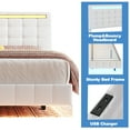 thumbnail image 6 of Queen Size Floating Bed Frame with LED Lights and USB Charging Station, Modern Platform Bed with Headboard,Wood Slats Support,No Box Spring Needed,White+PU, 6 of 8