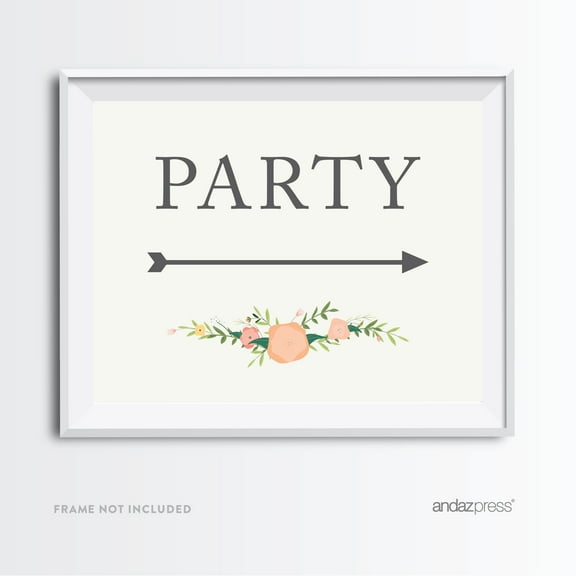 Party Floral Roses Wedding Party Directional Signs, Double-Sided