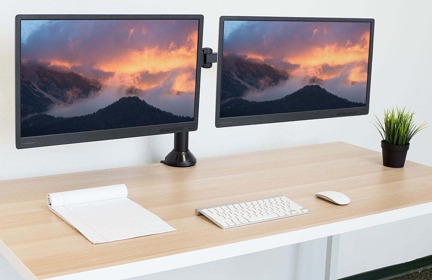 Mount-It! Dual Monitor Desk Stand | Fits 2 Computer Screens 19"-27" | Heavy Duty Full Motion Arms | C-Clamp and Grommet Base Mount
