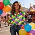 thumbnail image 5 of Women's Mardi Gras Shirts Long Sleeve Button Down Shirt Tuesday Carnival Party Outfit 2026 (Purple Pink, M), 5 of 6