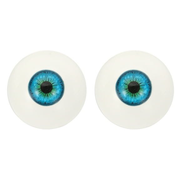32mm Doll Eyes,1 Pair Realistic Acrylic Eyes Plastic Half Eyeballs, Blue Green