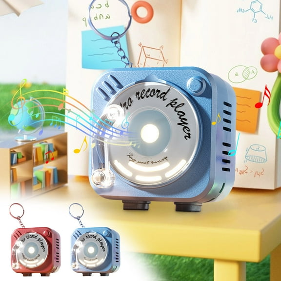 Viflosae Kids Toys Gifts for Boys 8-12 Rotating Vintage Phonograph Keychain - Mini Recordable Music Box Pendant for Car Keys Small Stocking Stuffers Top Christmas Gifts
