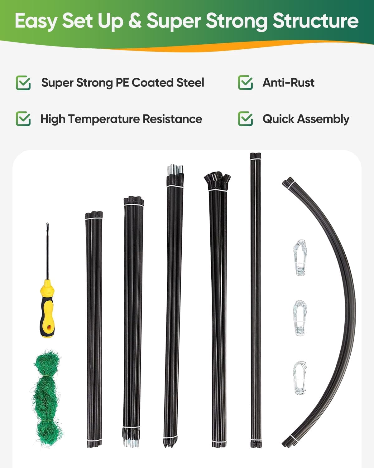 Garden Arch Trellis 7FT Thickened Steel Frame Adjustable Width Cucumber Vine Support for Raised Bed Vegetable Fruit Flower