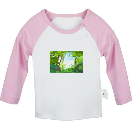 

Nature Pattern Jungle T shirt For Baby Newborn Babies T-shirts Infant Tops 0-24M Kids Graphic Tees Clothing (Long Pink Raglan T-shirt 6-12 Months)