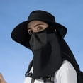 thumbnail image 2 of Audhol Hats for Women Sun Hat Sun Wide Brim Bucket Hat Foldable Outdoor Baseball Cap With Shawl Hat Black One Size, 2 of 4