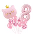 thumbnail image 1 of Set de Globos de Gato Wclliuchi Número 8 Rosa para Cumpleaños, 1 of 7