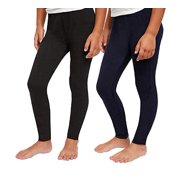 Splendid Girls' Tapered Legs Elastic Waistband Leggings, 2 Pack Black/HT Grey 14