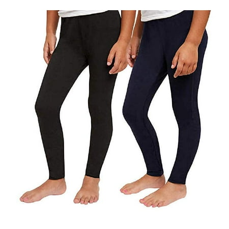 Splendid Girls' Tapered Legs Elastic Waistband Leggings, 2 Pack Black/HT Grey 14