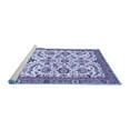 thumbnail image 2 of Ahgly Company Machine Washable Indoor Square Abstract Blue Modern Area Rugs, 6' Square, 2 of 4
