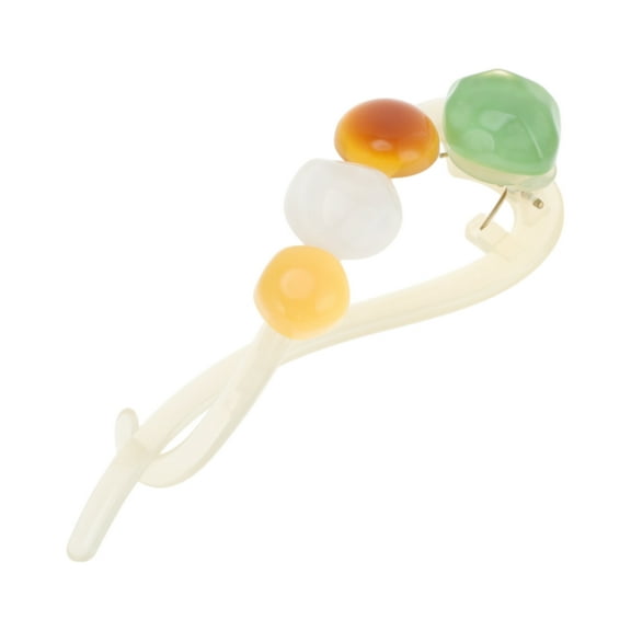 Unique Bargains 1 Pc Fashion Beads Hair Clips for Home Beige Green