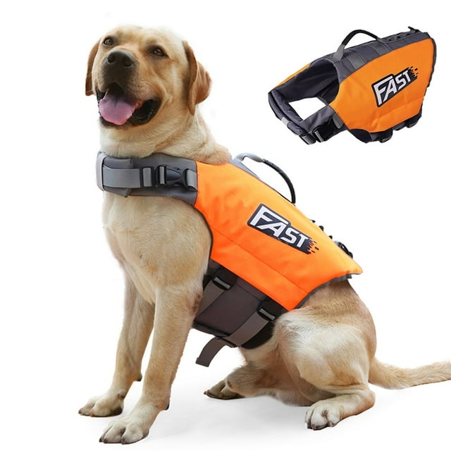 CHUANK Dog Life Jacket Adjustable Dog Lifesaver Reflective Vest Pet Life Preserver with Rescue Handle