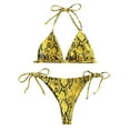 thumbnail image 3 of Hinvhai Womens swimsuits clearance,Women Snake Skin High Cut V Neck Two Pieces Bikini Swimwear Swimsuit Beachwear Yellow S(S), 3 of 9